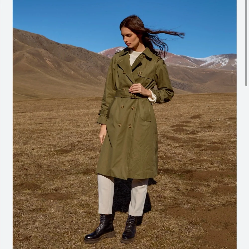 Vintage Together Olive Women's Trench Coat - Picture 1 of 16